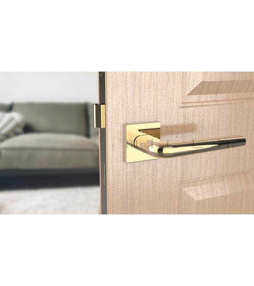 Maniglia per porta in cromo lucido su placca quadrata FUNKIA - maniglia design