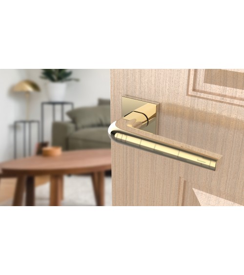Maniglia per porta in cromo lucido su placca quadrata FUNKIA - maniglia design