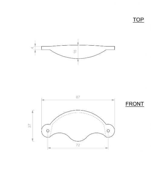 Maniglia per mobile a conchiglia P47