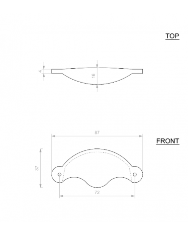 Maniglia per mobile a conchiglia P47 - maniglia design