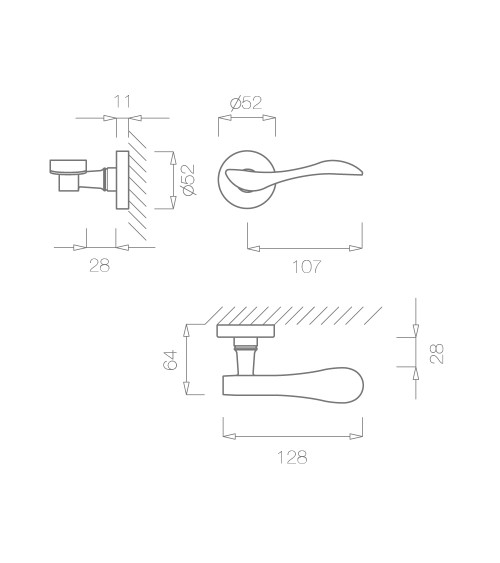 Maniglia per porta nichel spazzolato TUPAI 940 ferramenta design