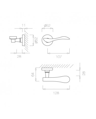 Maniglia per porta TUPAI 940 con dimensioni