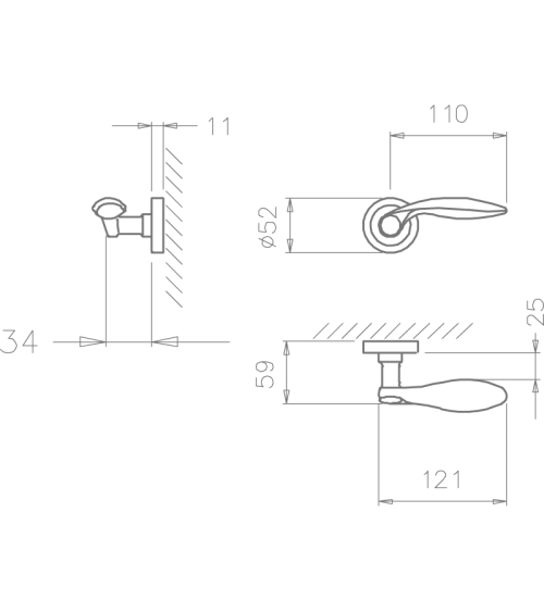 Maniglia per porta oro lucido TUPAI 1917 maniglia design