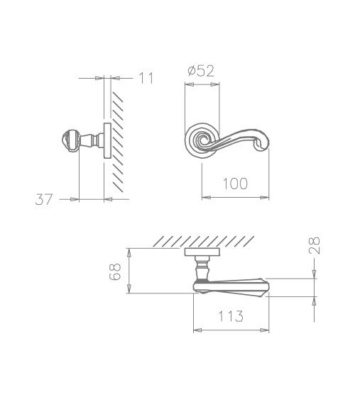 Maniglia per porta argento antico TUPAI 738 maniglia design