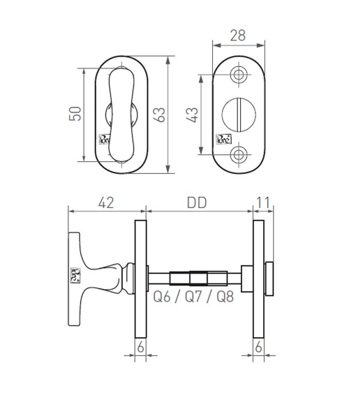 Copia di Rosetta per porta CDF chiave PZ-PBTC 1 - maniglia design