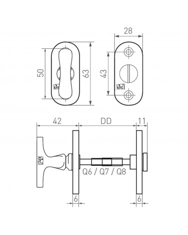 Rosetta per porta CDF WC-PBTC 1 - maniglia design