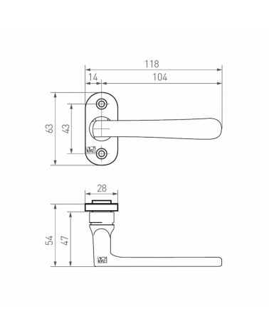 Maniglia per porta design in bronzo PHL L+L PBTC1 - maniglia design