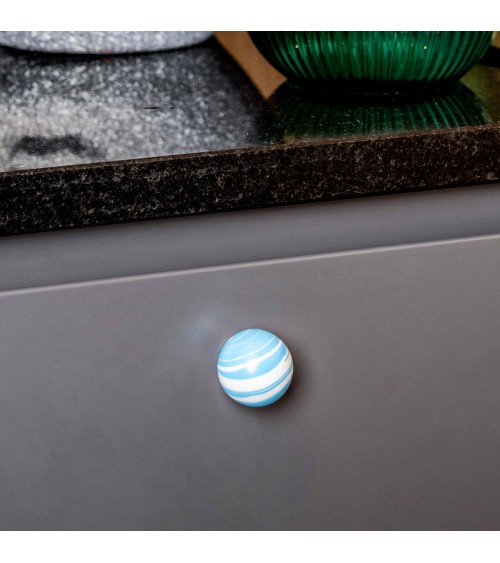 Pomello per mobile in legno di faggio Blu Azzurro maniglia design