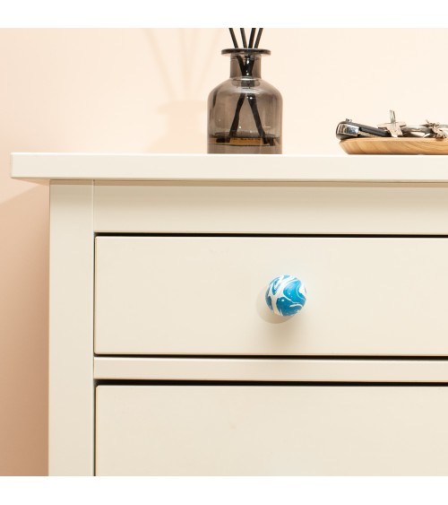 Pomello per mobile in legno di faggio Blu Azzurro maniglia design