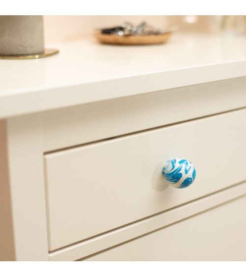 Pomello per mobile in legno di faggio Blu Azzurro maniglia design