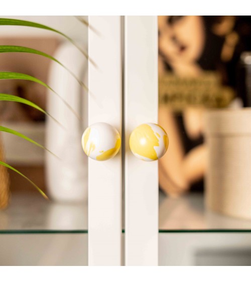 Pomello per mobile in legno di faggio giallo maniglia design