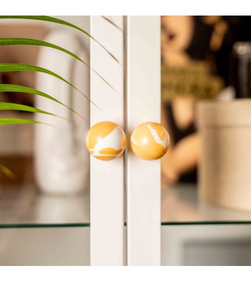 Pomello per mobile in legno di faggio arancione design