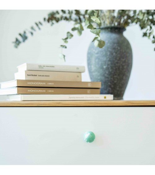 Pomello per mobile in legno di faggio verde ricco design