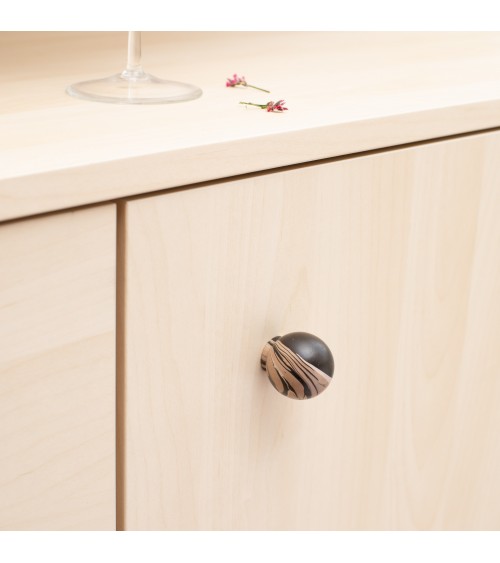 Pomello per mobile in legno di faggio nero chino design