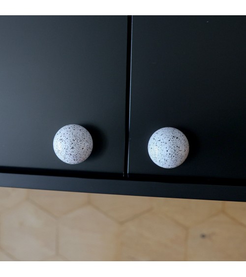 Pomello per mobile in legno di faggio bianco/nero Mélange design