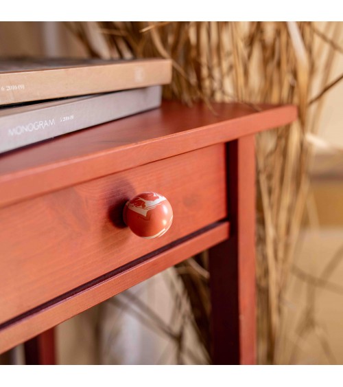 Pomello per mobile in legno di faggio rosso ciliegia design