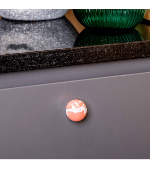 Pomello per mobile in legno di faggio rosso ciliegia design