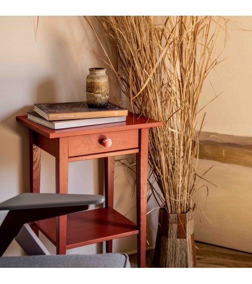 Pomello per mobile in legno di faggio rosso ciliegia design
