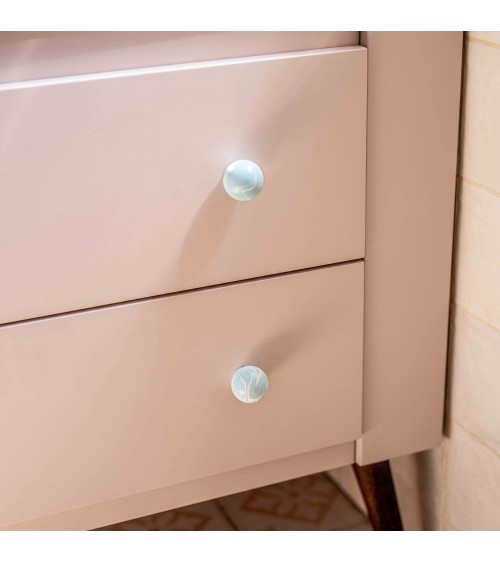 Pomello per mobile in legno di faggio grigio blu maniglia design