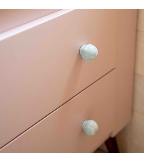 Pomello per mobile in legno di faggio grigio blu maniglia design