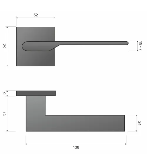 Maniglia per porta nera Line TORO quadrata - maniglia design
