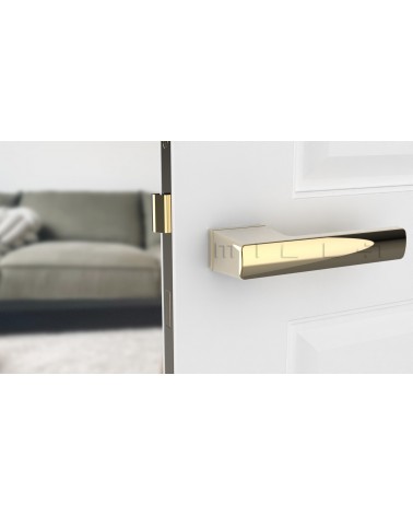 Maniglia per porta oro lucido BRISA maniglia di design montata su una porta
