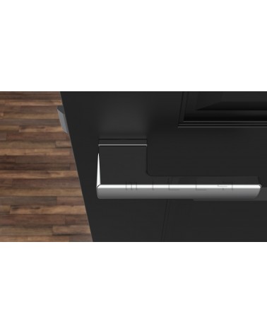 Maniglia per porta cromata lucida BRISA maniglia design vista dall'alto montata su una porta