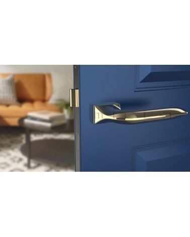 Maniglia per porta GLADIOLA maniglia design colore 3 vista frontale montata su una porta