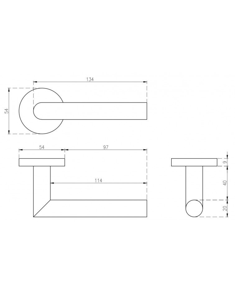Maniglia per porta in inox OVAL 1701 con dimensioni