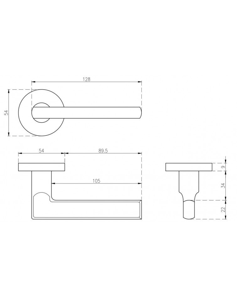 Maniglia per porta in inox OVAL 1702 con dimensioni