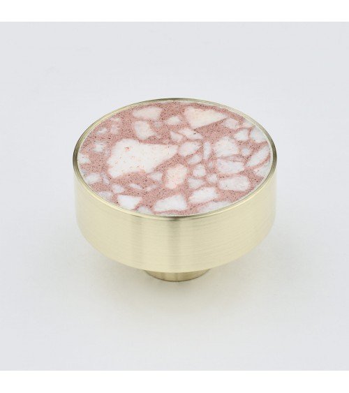 Pomolo per mobile in ottone e Pink Terrazzo maniglia design modello large