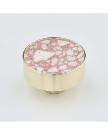 Pomolo per mobile in ottone e Pink Terrazzo maniglia design modello large