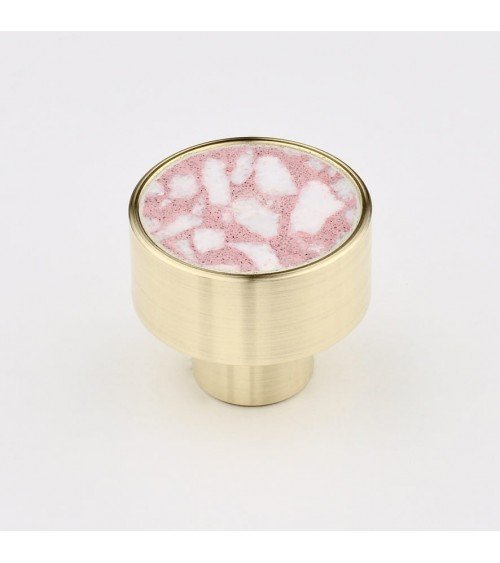 Pomolo per mobile in ottone e Pink Terrazzo maniglia design