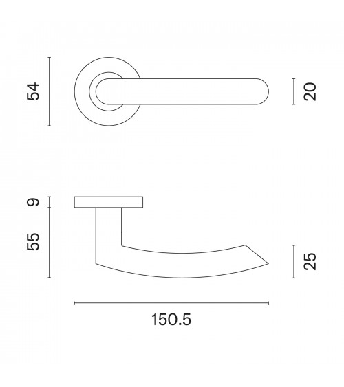 Maniglia per porta in inox OVAL 1707 maniglia design