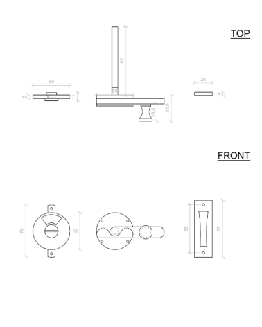 copy of Chiavistello per porta WC Retrò a gancio -  maniglia design