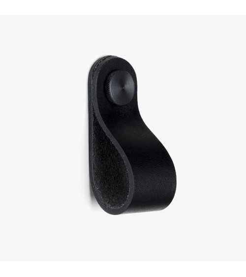 Pomolo per mobile nero in pelle naturale - maniglia design