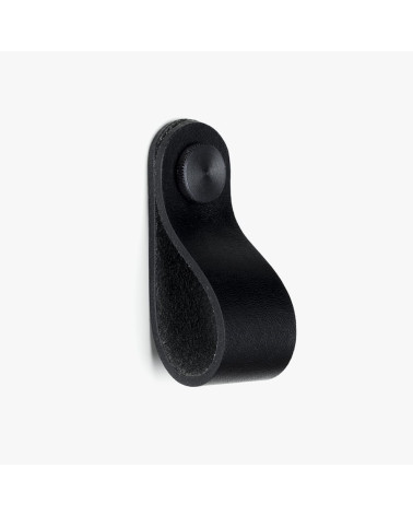 Pomolo per mobile nero in pelle naturale - maniglia design