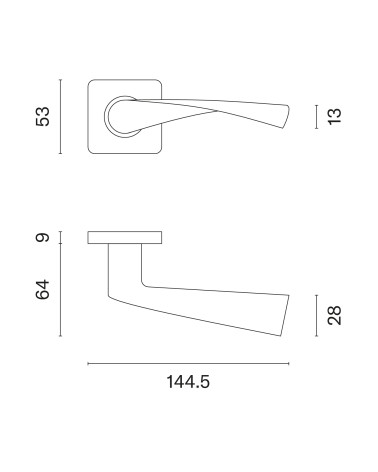 Maniglia per porta in inox KVADRAT 1708 design con dimensioni