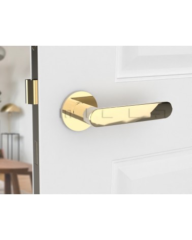 Maniglia per porta in zamak Line Vénus design colore 1 montata su una porta