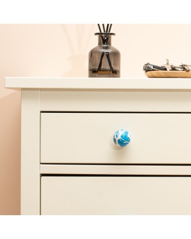 Pomello per mobile in legno di Faggio Azzurro -  maniglia design