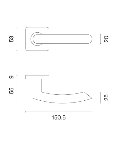 Maniglia per porta classica KVADRAT 1707 con dimensioni