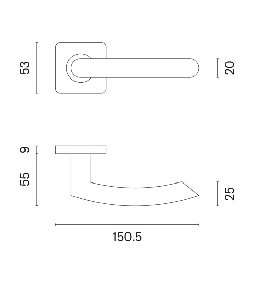Maniglia per porta colore inox KVADRAT 1707