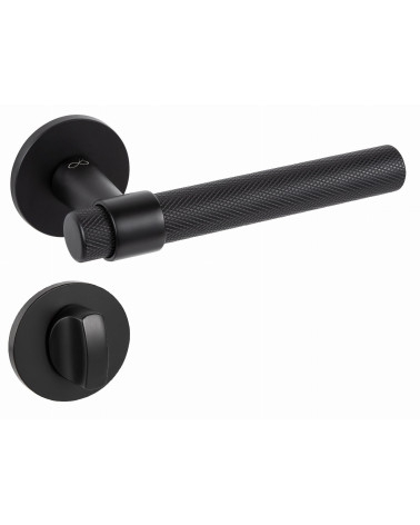 Maniglia per porta nera GHOST maniglia design con rosetta WC