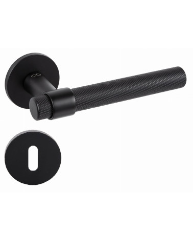 Maniglia per porta nera GHOST maniglia design con rosetta a chiave L
