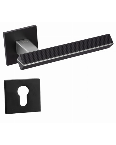 Maniglia per porta bicolore cromo spazzolato/nera CARRERA design con rosetta chiave i