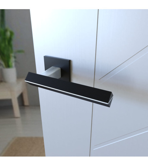 Maniglia per porta bicolore cromo spazzolato/nera CARRERA design
