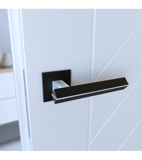Maniglia per porta bicolore cromo spazzolato/nera CARRERA design