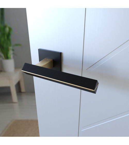 Maniglia per porta bicolore oro opaco/nero CARRERA maniglia design