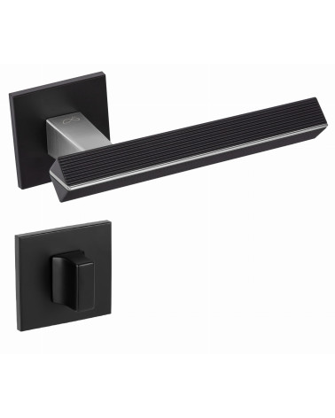 Maniglia per porta in zamak CARRERA maniglia design colore 1 con rosetta WC