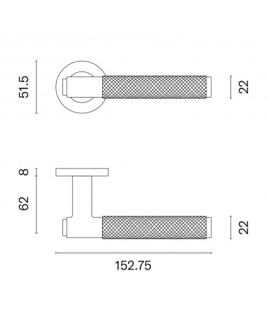 Maniglia per porta OVAL 1741 con dimensioni
